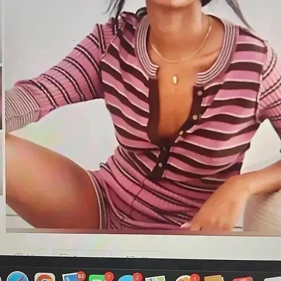 FREE PEOPLE SWEATER STRIPED ROMPER SIZE L - Picture 1 of 4